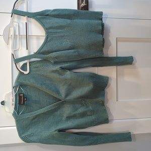 Broadway 38 Two Piece Set Cardigan Sweater in Teal Green